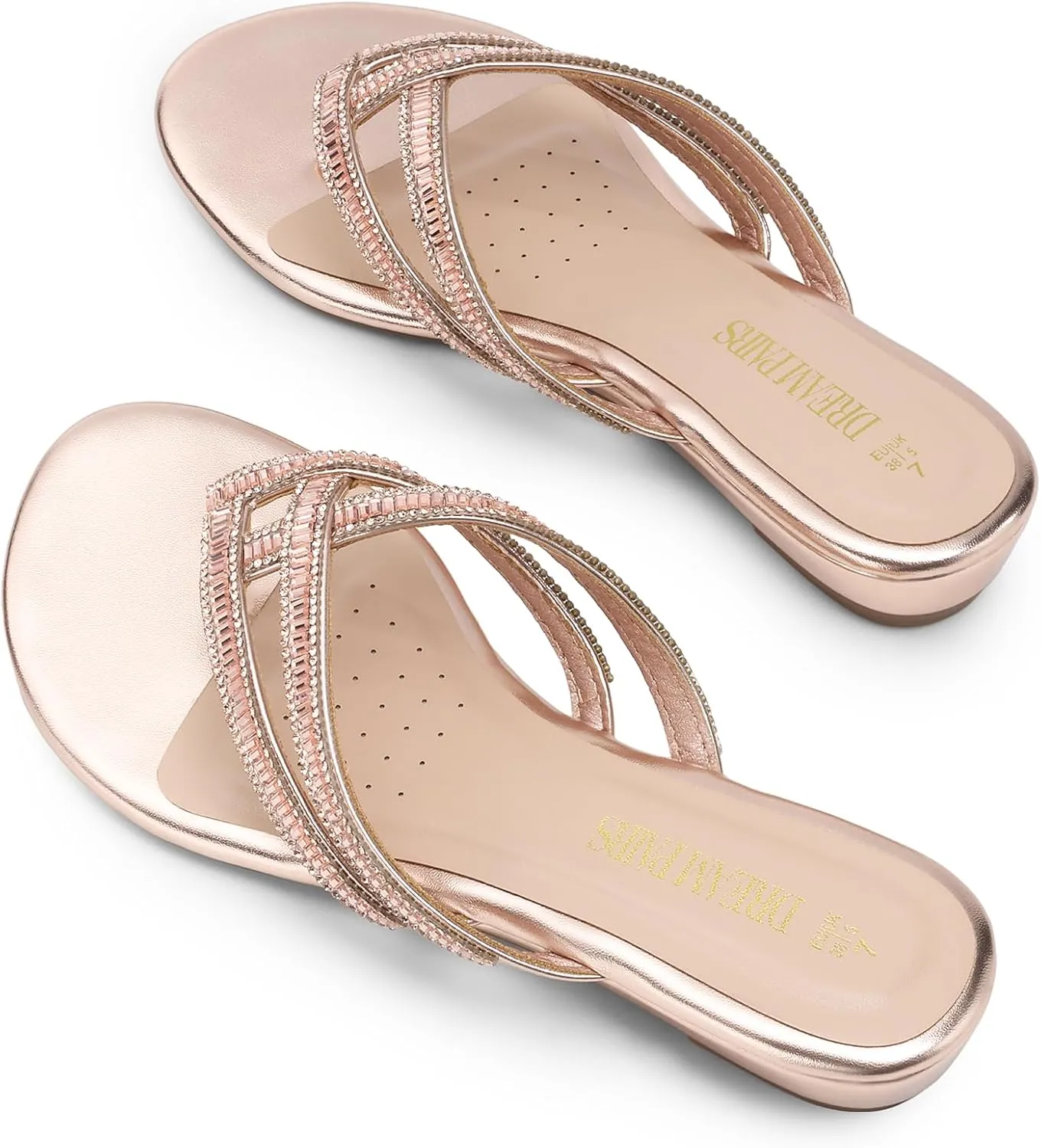 DREAM PAIRS Women's Fashion Rhinestones Design Slides Sandals