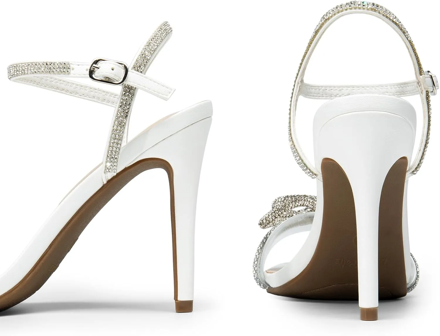 DREAM PAIRS Women's Heels Round Toe Rhinestone Double Bowknots Sparkly Stilettos Heeled Sandals Shoes for Party Evening