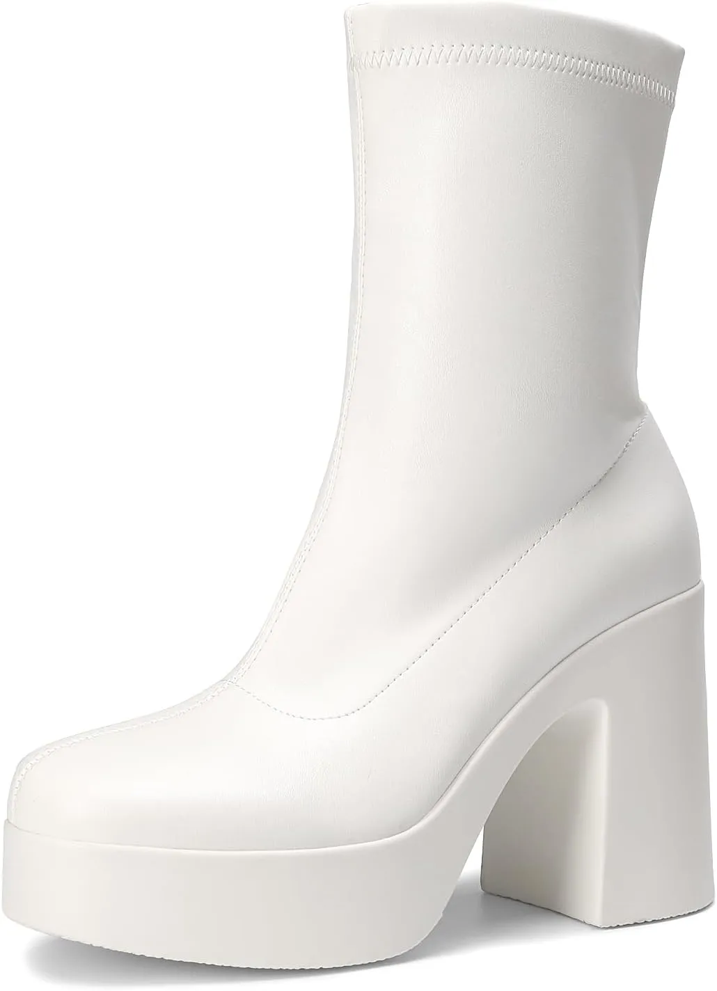 DREAM PAIRS Women's Platform Gogo Ankle Boots High Chunky Block Heel Square Toe Booties Shoes