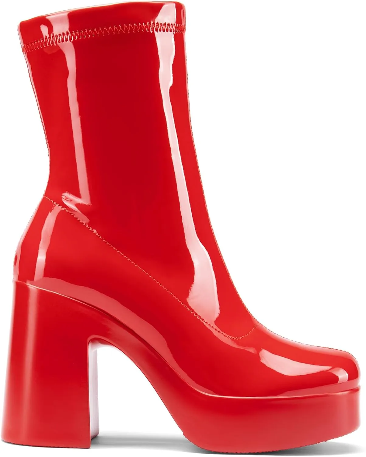 DREAM PAIRS Women's Platform Gogo Ankle Boots High Chunky Block Heel Square Toe Booties Shoes