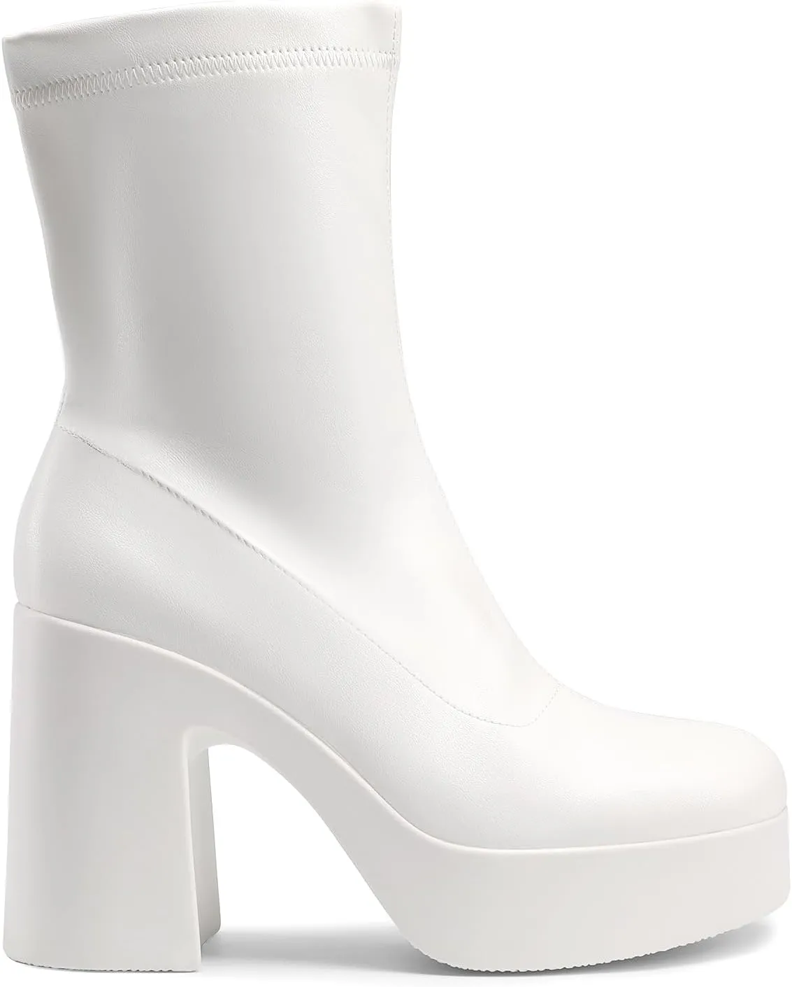 DREAM PAIRS Women's Platform Gogo Ankle Boots High Chunky Block Heel Square Toe Booties Shoes