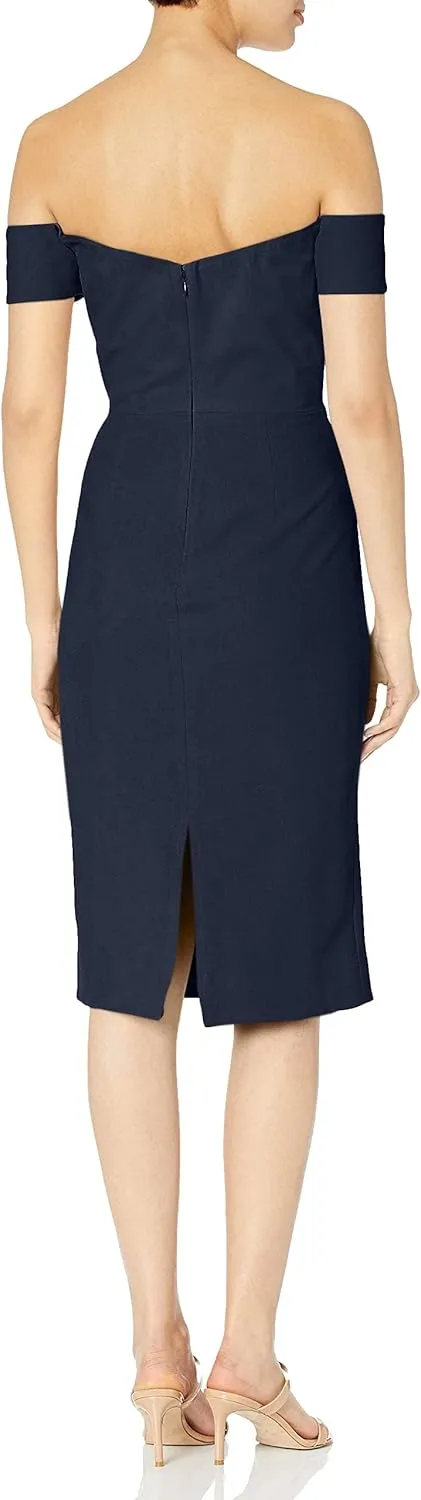 Dress the Population Women's Bailey Off The Shoulder Sweetheart Bodycon Midi Sheath Dress