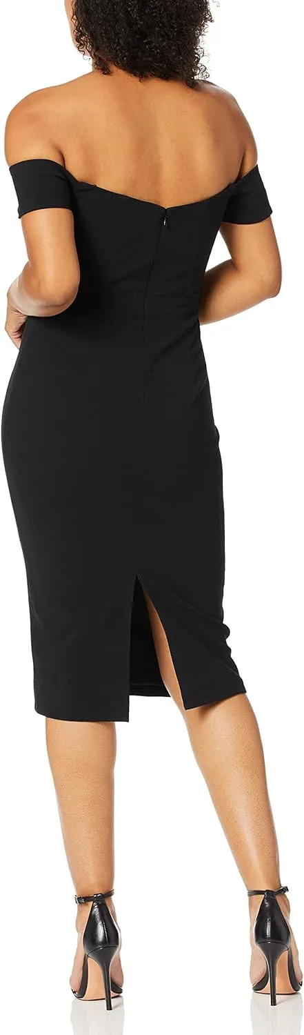 Dress the Population Women's Bailey Off The Shoulder Sweetheart Bodycon Midi Sheath Dress