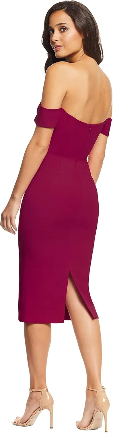 Dress the Population Women's Bailey Off The Shoulder Sweetheart Bodycon Midi Sheath Dress
