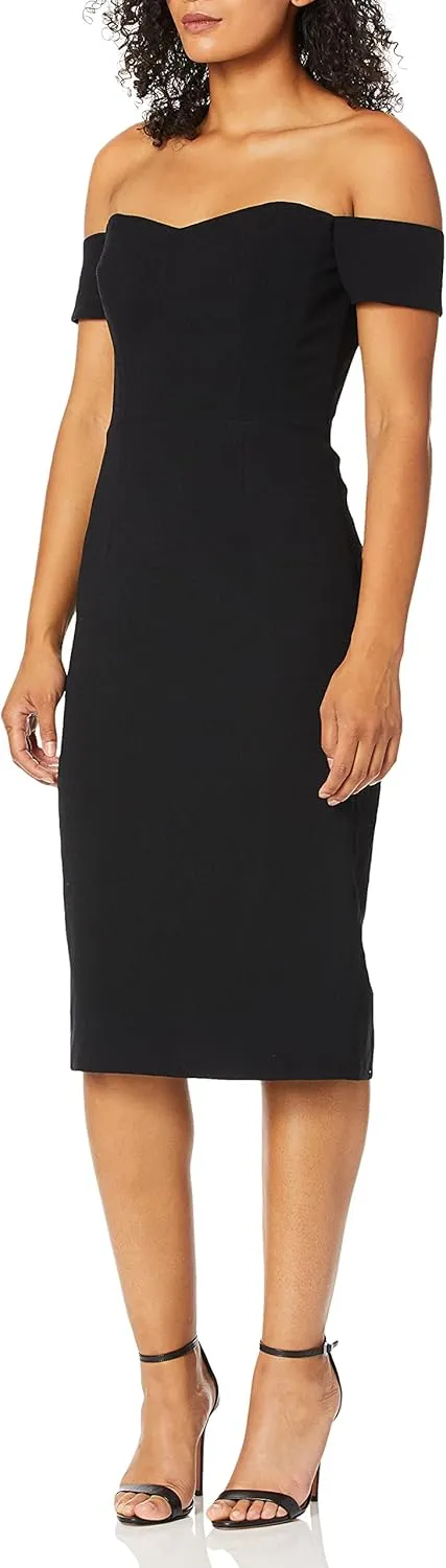 Dress the Population Women's Bailey Off The Shoulder Sweetheart Bodycon Midi Sheath Dress