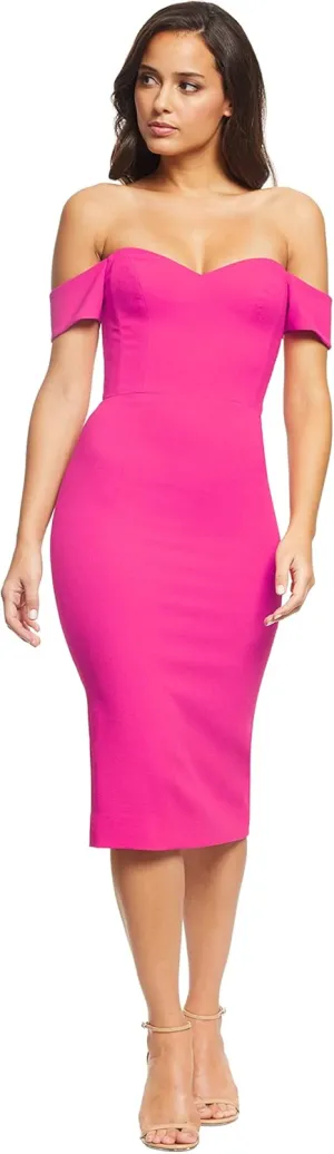 Dress the Population Women's Bailey Off The Shoulder Sweetheart Bodycon Midi Sheath Dress