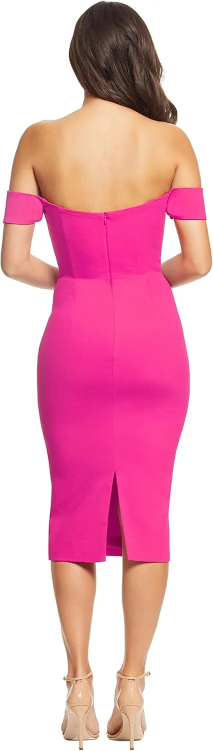 Dress the Population Women's Bailey Off The Shoulder Sweetheart Bodycon Midi Sheath Dress