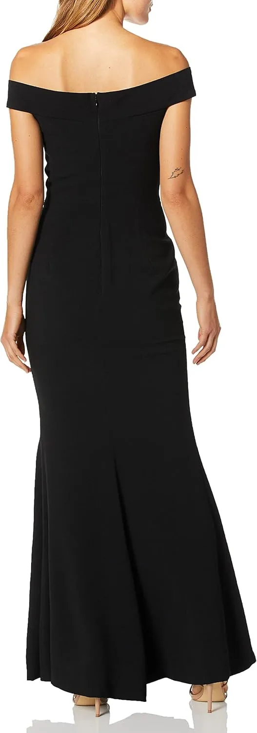 Dress the Population Women's Logan Off Shoulder Sweetheart Bodycon Long Gown Dress W Slit