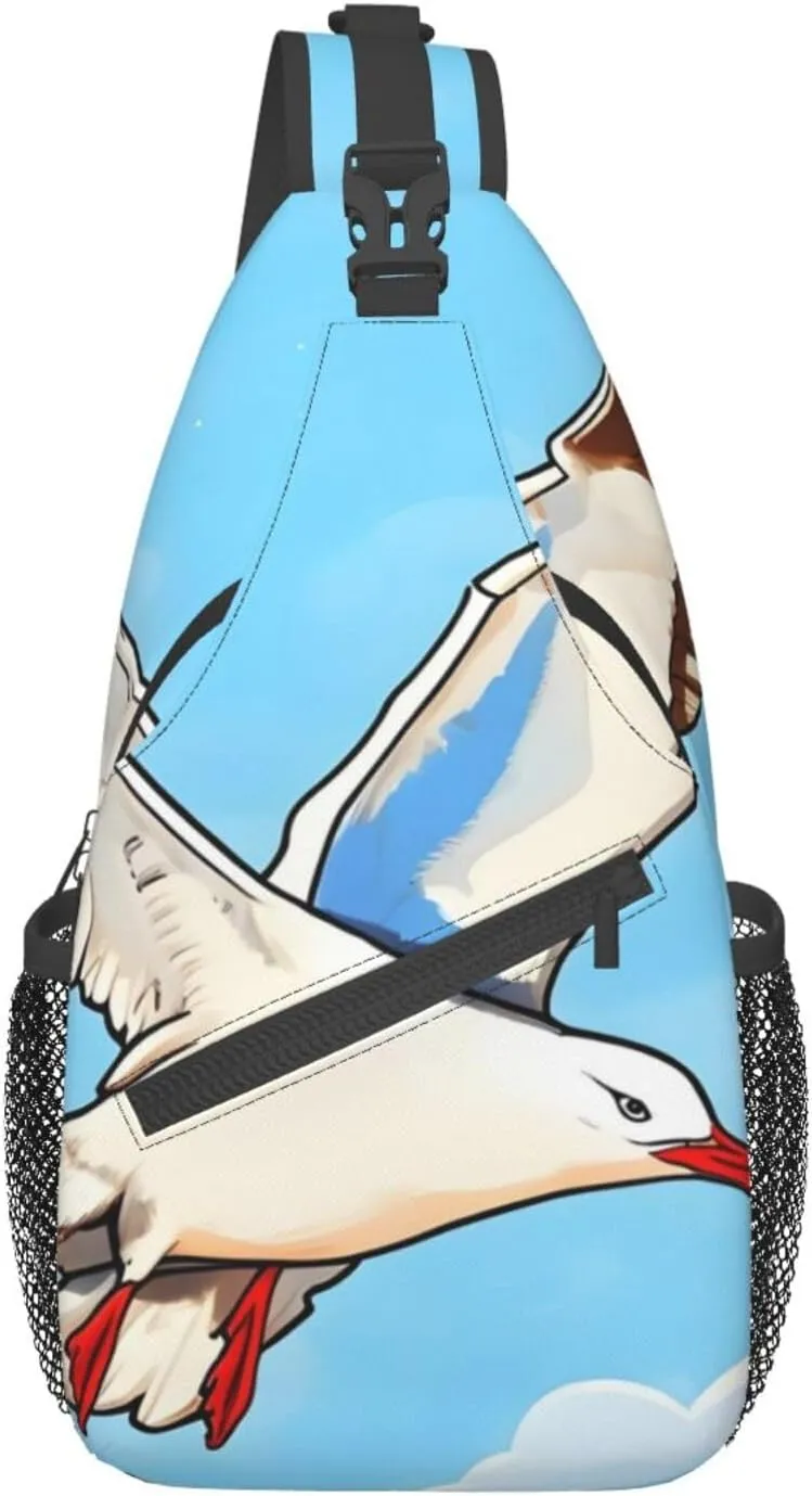 DTGPRO Flying Seagulls Chest Bag Crossbody Bag. Rugged And Durable, High Storage Capacity. Adjustable Strap Length.