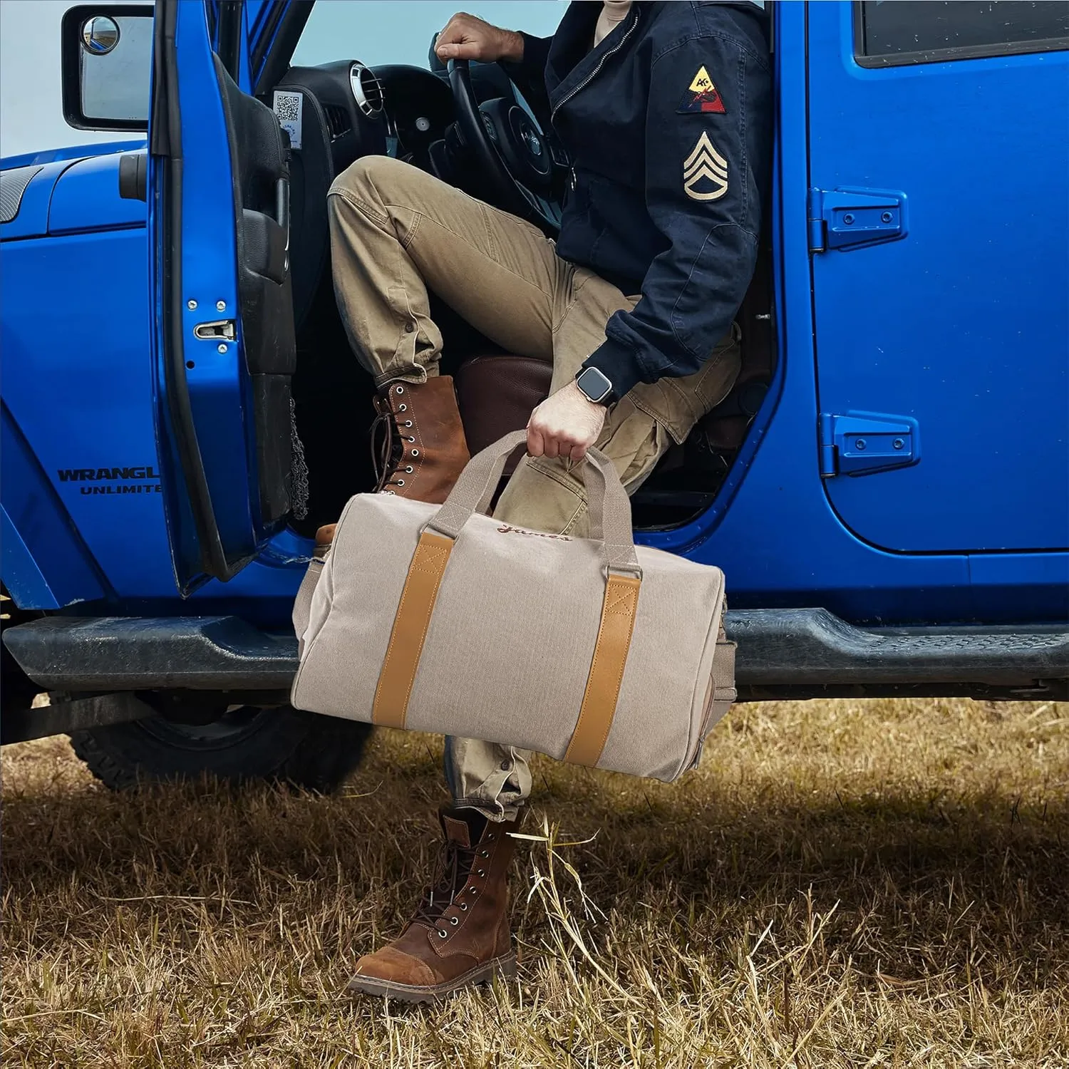 Duffle Bag for Men Boys | Personalized Travel Overnight Bags with Embroidered Name | Canvas Weekender Duffle Bag with Shoe Compartment | Best Custom Men Gift for Groomsmen Father (White)