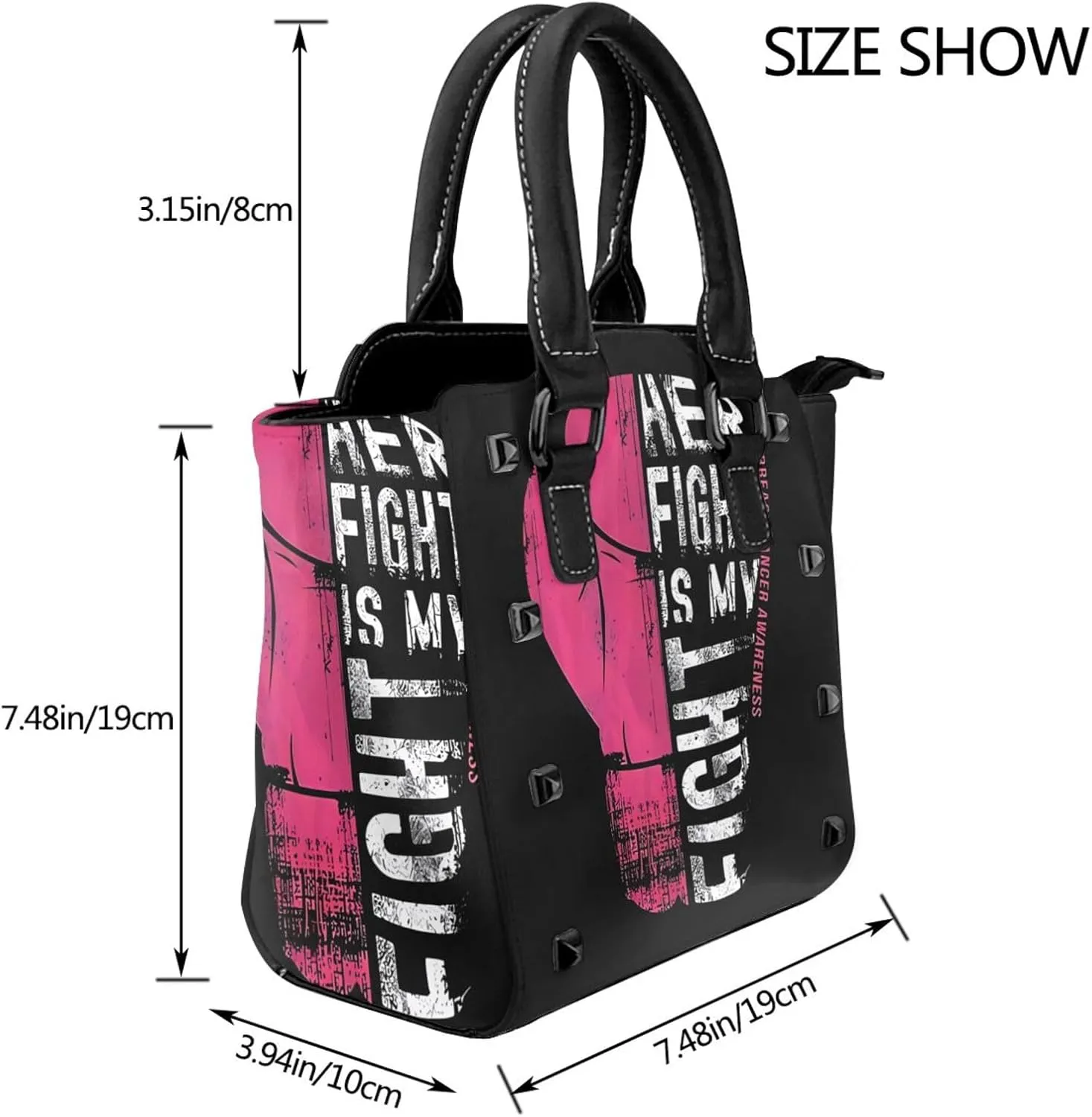 DWomen's Pu Leather Handbag Rivet Shoulder Bag Fashion Studded Top Handle Satchel Crossbody Tote Bag Punk Bag Purse