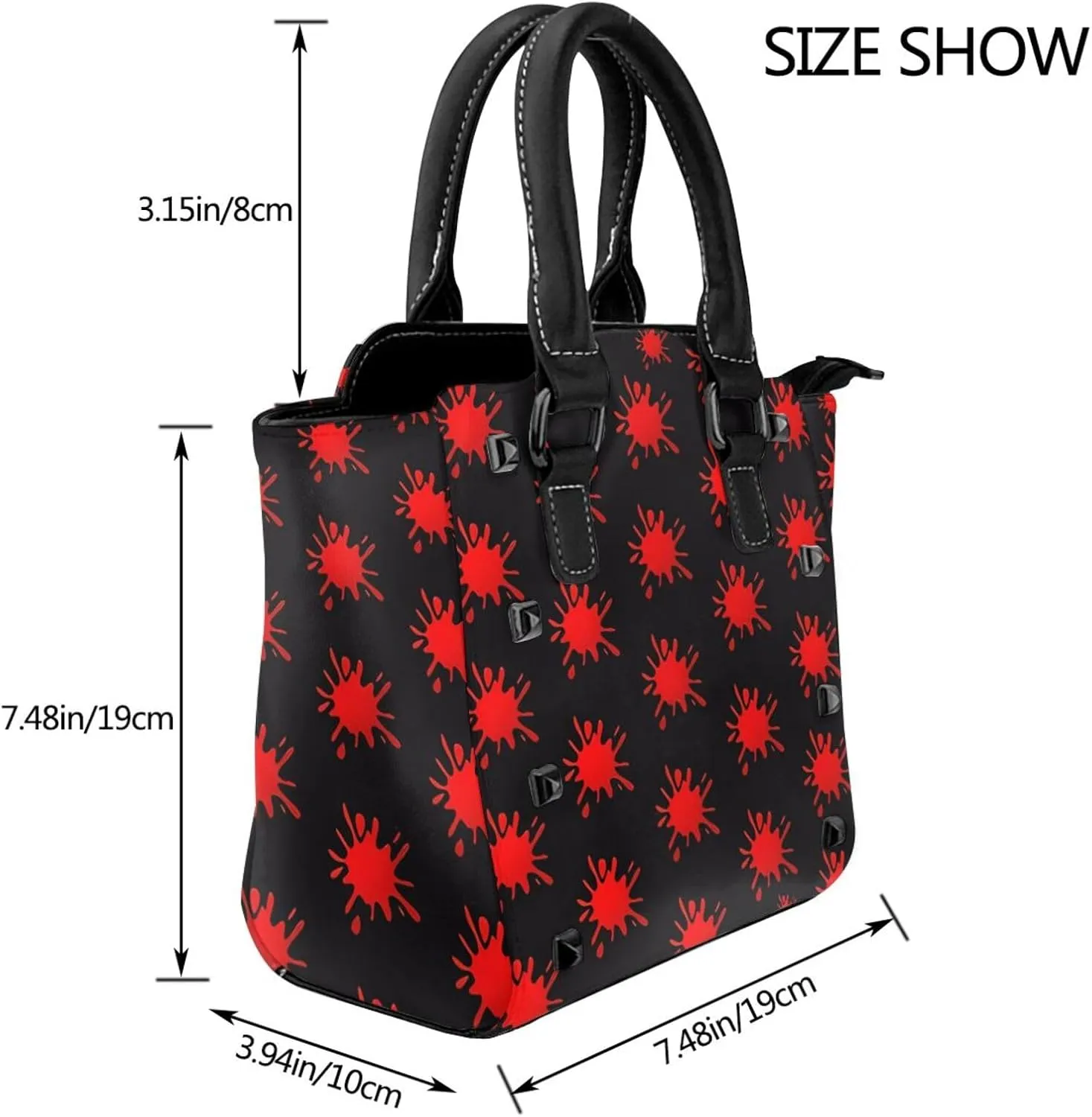 DWomen's Pu Leather Handbag Rivet Shoulder Bag Fashion Studded Top Handle Satchel Crossbody Tote Bag Punk Bag Purse