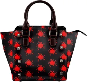 DWomen's Pu Leather Handbag Rivet Shoulder Bag Fashion Studded Top Handle Satchel Crossbody Tote Bag Punk Bag Purse