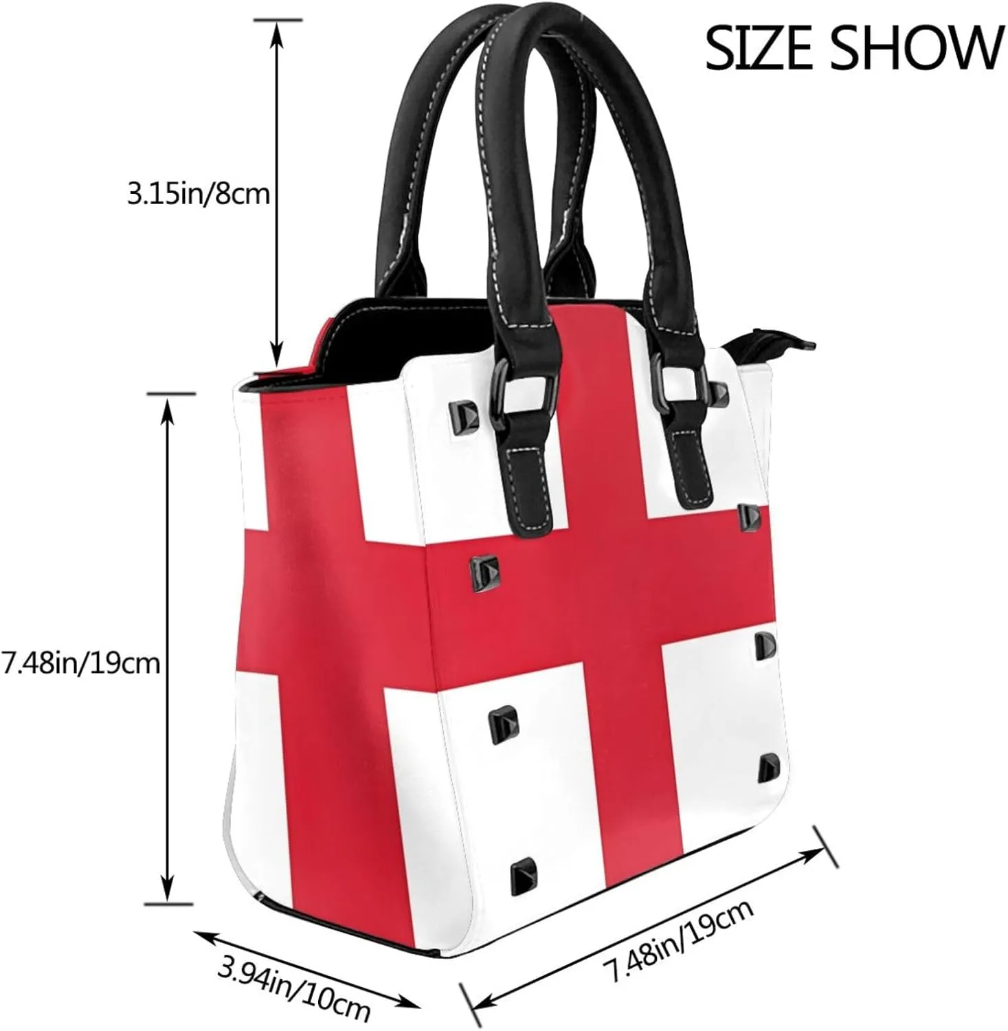 DWomen's Pu Leather Handbag Rivet Shoulder Bag Fashion Studded Top Handle Satchel Crossbody Tote Bag Punk Bag Purse