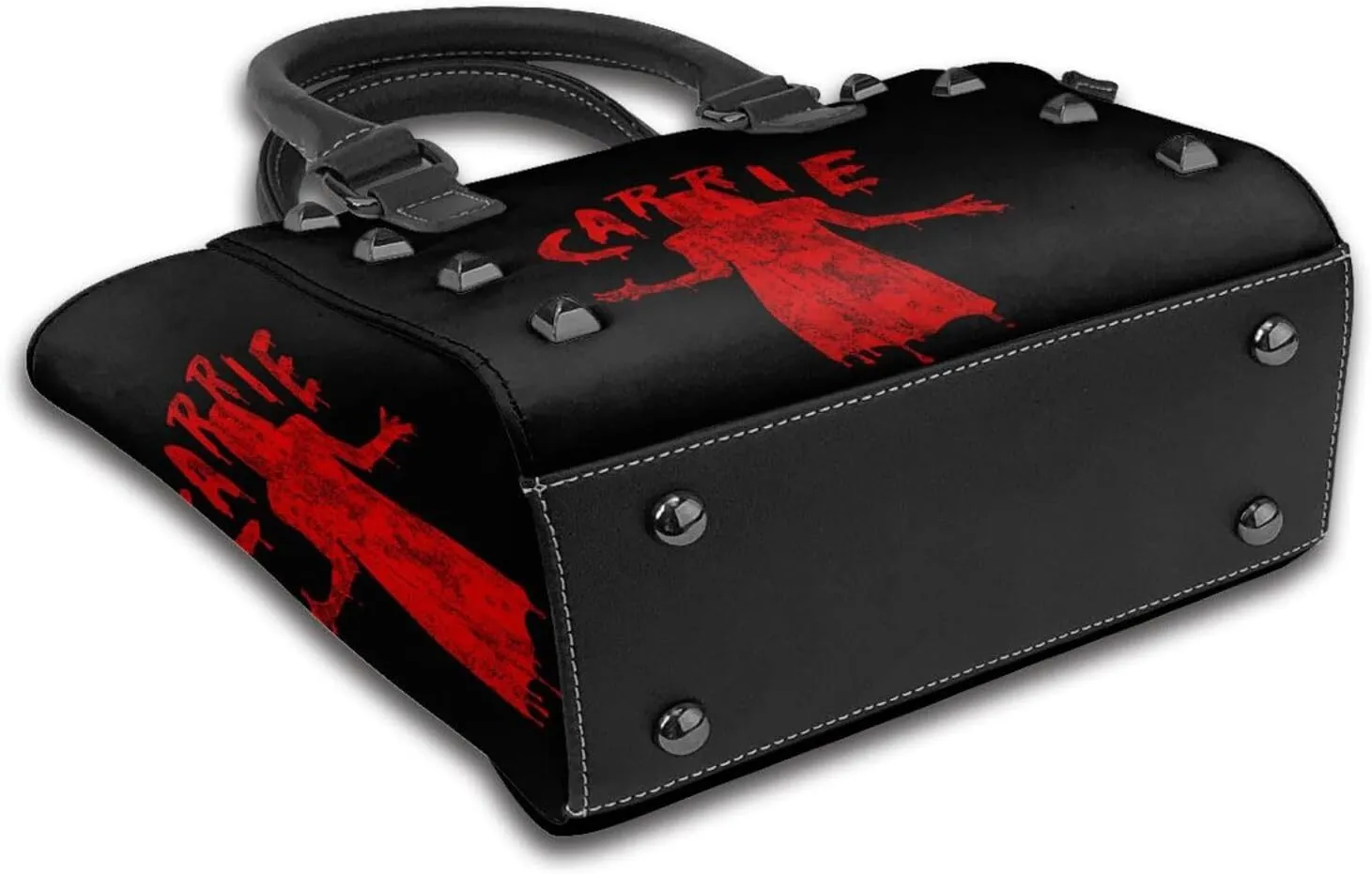DWomen's Pu Leather Handbag Rivet Shoulder Bag Fashion Studded Top Handle Satchel Crossbody Tote Bag Punk Bag Purse