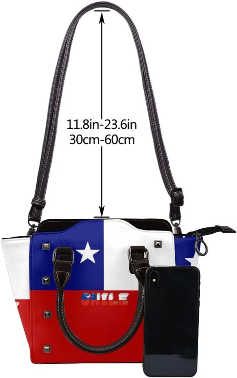 DWomen's Pu Leather Handbag Rivet Shoulder Bag Fashion Studded Top Handle Satchel Crossbody Tote Bag Punk Bag Purse