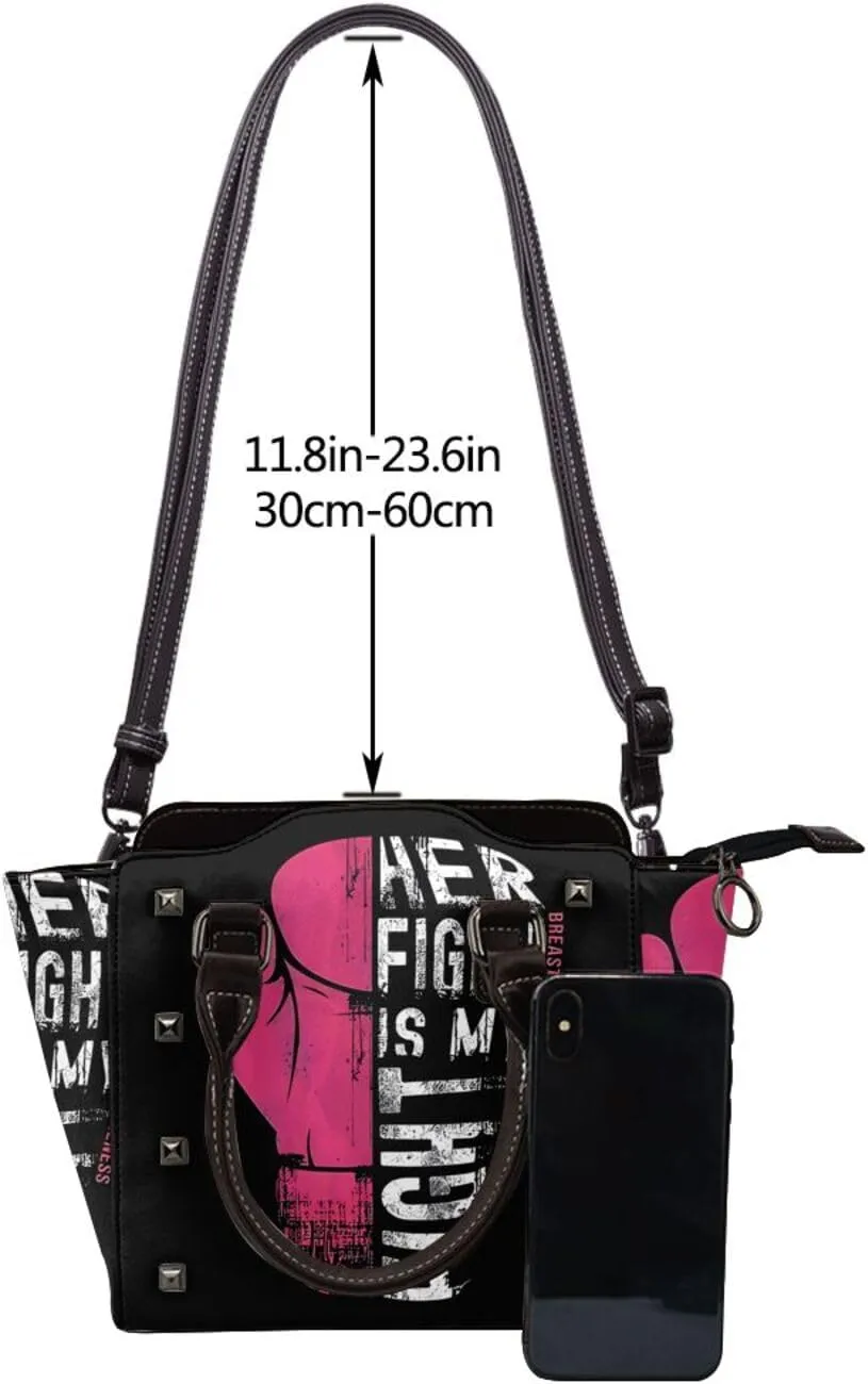 DWomen's Pu Leather Handbag Rivet Shoulder Bag Fashion Studded Top Handle Satchel Crossbody Tote Bag Punk Bag Purse