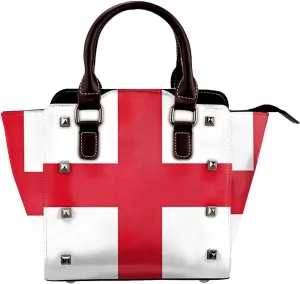 DWomen's Pu Leather Handbag Rivet Shoulder Bag Fashion Studded Top Handle Satchel Crossbody Tote Bag Punk Bag Purse