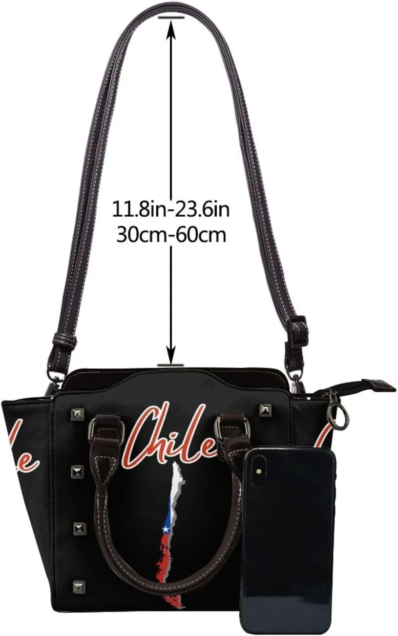 DWomen's Pu Leather Handbag Rivet Shoulder Bag Fashion Studded Top Handle Satchel Crossbody Tote Bag Punk Bag Purse