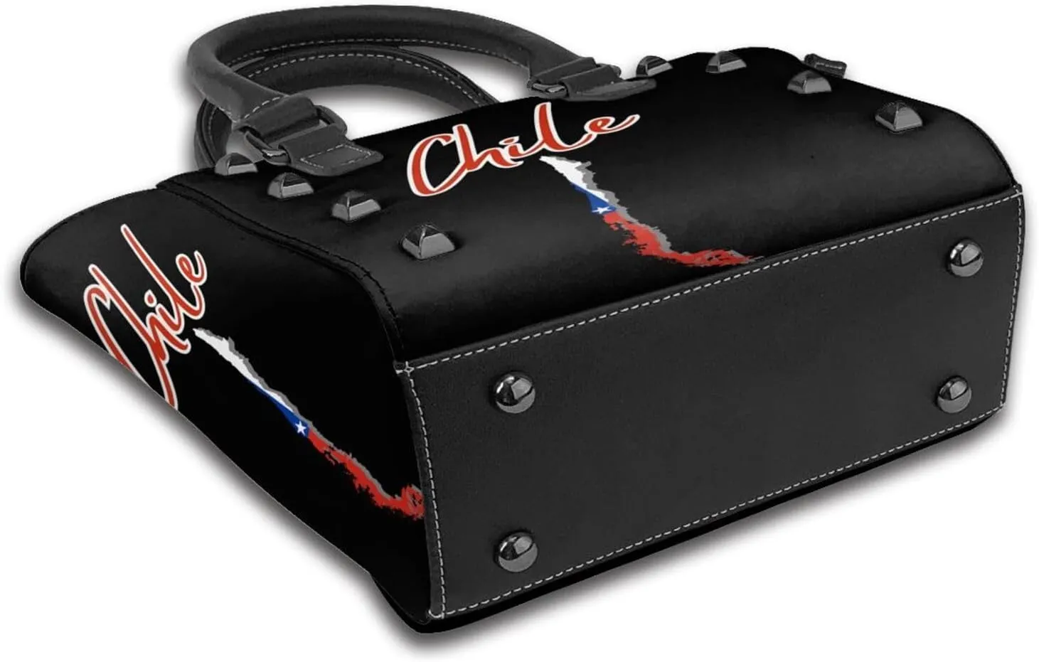 DWomen's Pu Leather Handbag Rivet Shoulder Bag Fashion Studded Top Handle Satchel Crossbody Tote Bag Punk Bag Purse