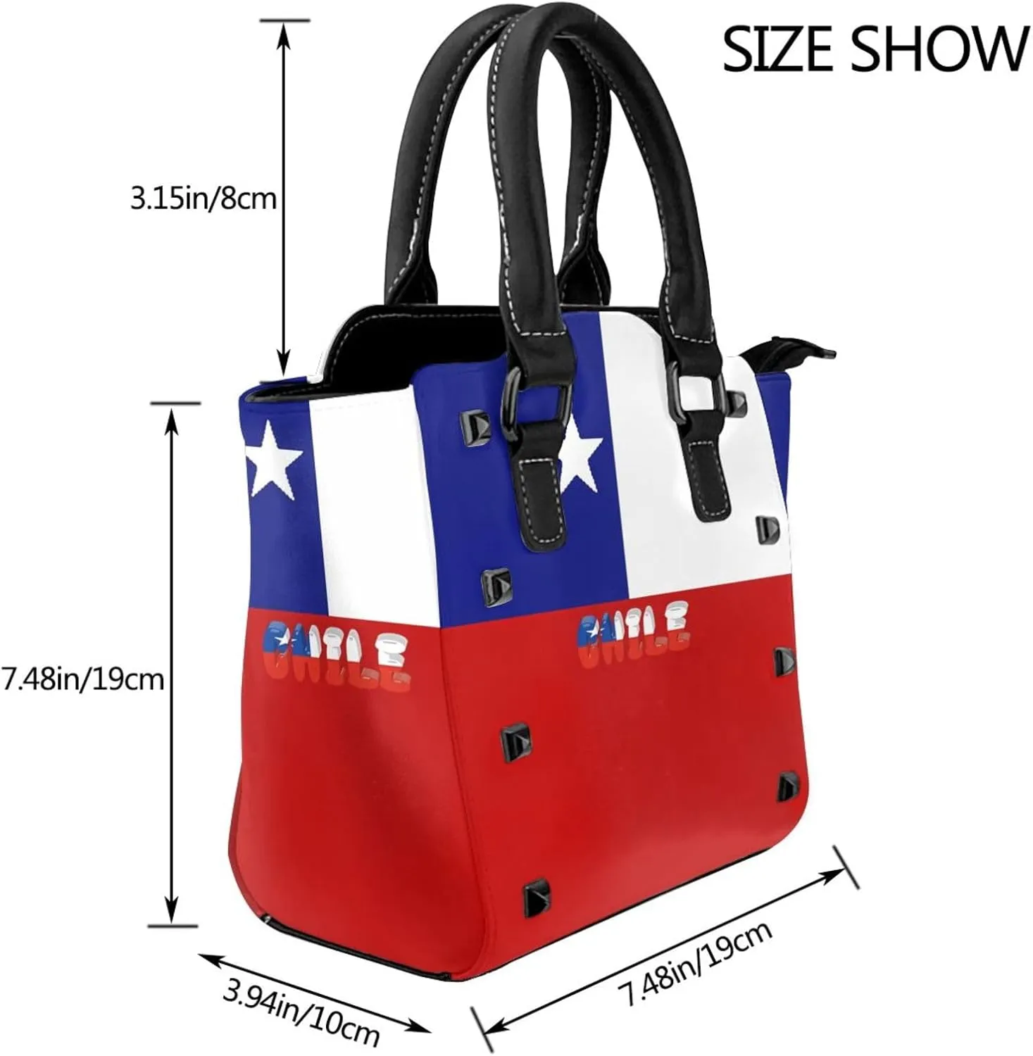DWomen's Pu Leather Handbag Rivet Shoulder Bag Fashion Studded Top Handle Satchel Crossbody Tote Bag Punk Bag Purse