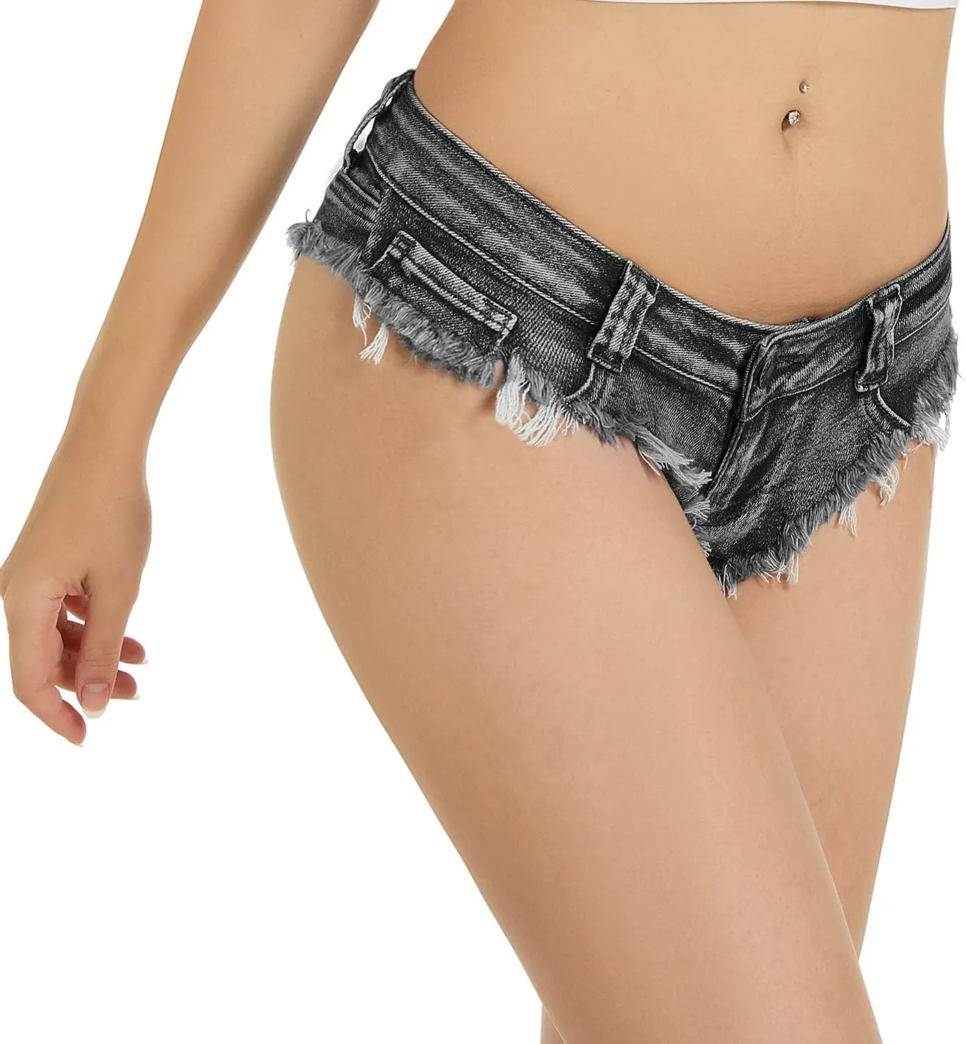 Dxyufazhe Sexy Women's Low Rise Stretch Mini Denim Shorts Hot Pants Beach Party Clubwear