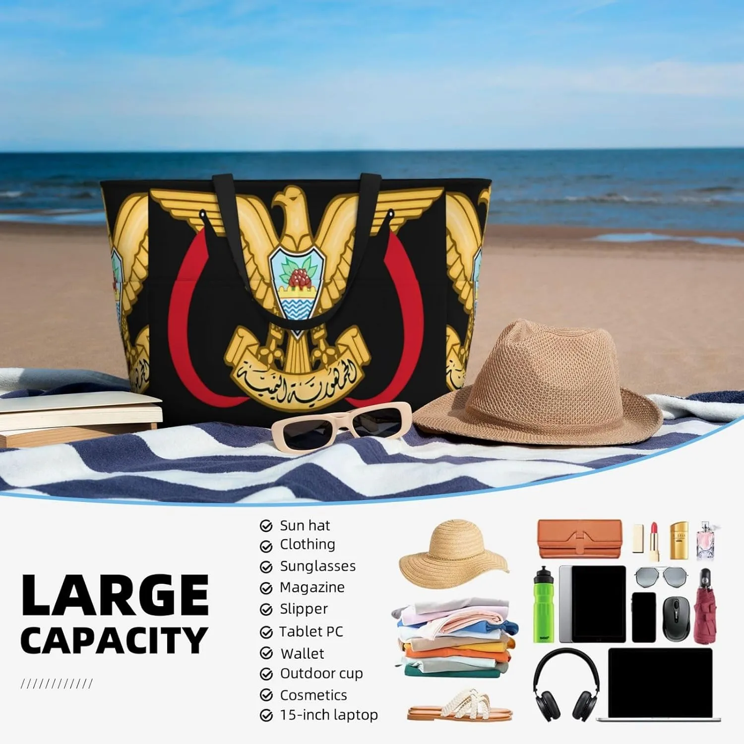 Ecuador Indigenous Flag Women Large Beach Bag Travel Weekender Foldable Tote Bag for Pool Beach Vacation Gym