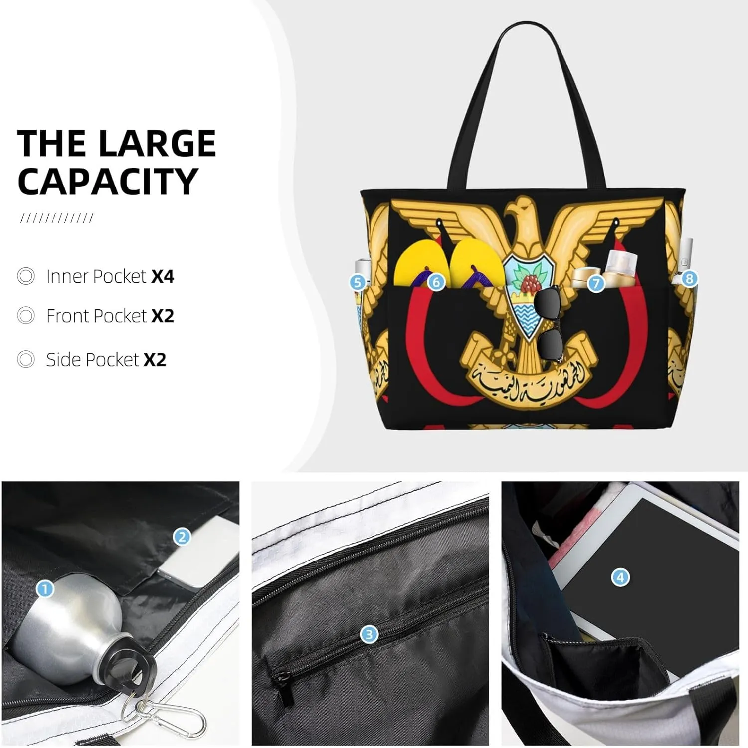 Ecuador Indigenous Flag Women Large Beach Bag Travel Weekender Foldable Tote Bag for Pool Beach Vacation Gym