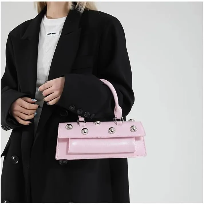 Edgy Sweetheart Shoulder Bag Sling bag Glossy Leather Quality Crossbody Bag with Detachable Studded Design Stylish Women Bag
