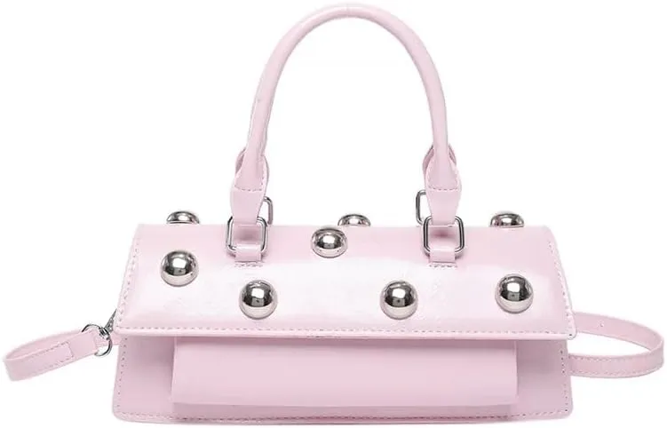 Edgy Sweetheart Shoulder Bag Sling bag Glossy Leather Quality Crossbody Bag with Detachable Studded Design Stylish Women Bag