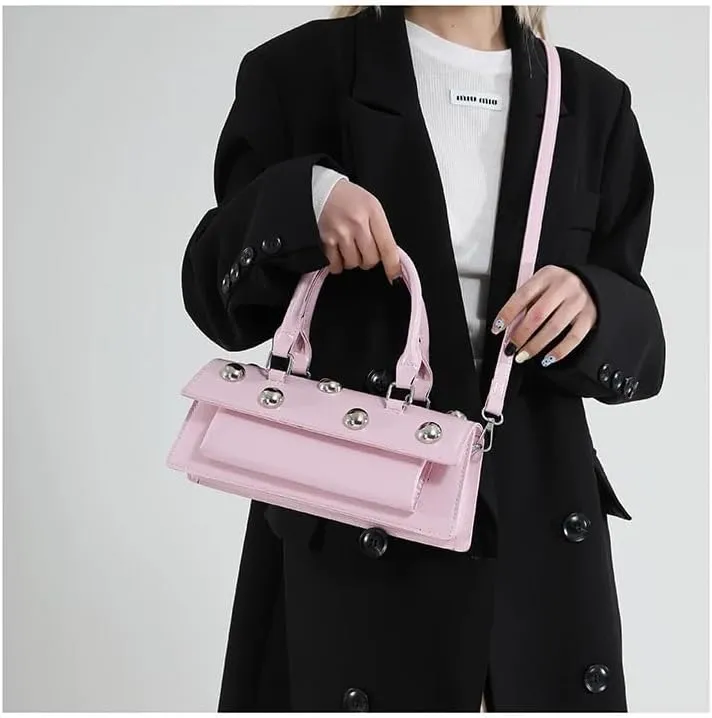 Edgy Sweetheart Shoulder Bag Sling bag Glossy Leather Quality Crossbody Bag with Detachable Studded Design Stylish Women Bag