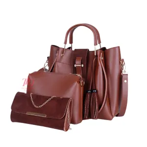 Elegance Trio Brown Handbag