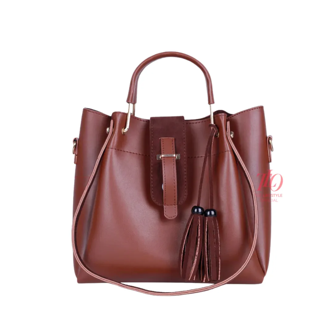 Elegance Trio Brown Handbag