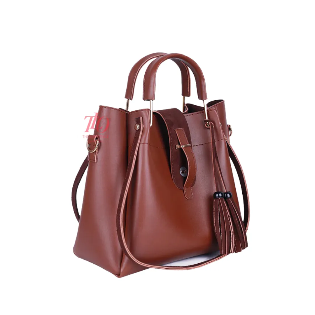 Elegance Trio Brown Handbag