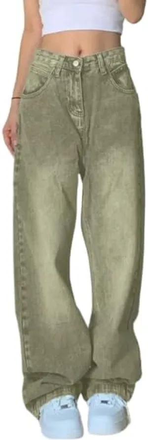 EMMIOL Denim Jeans for Women Wide Leg Jeans Low Waist Baggy Jeans for Women Loose Boyfriends Jeans Denim Pants Y2K 90S