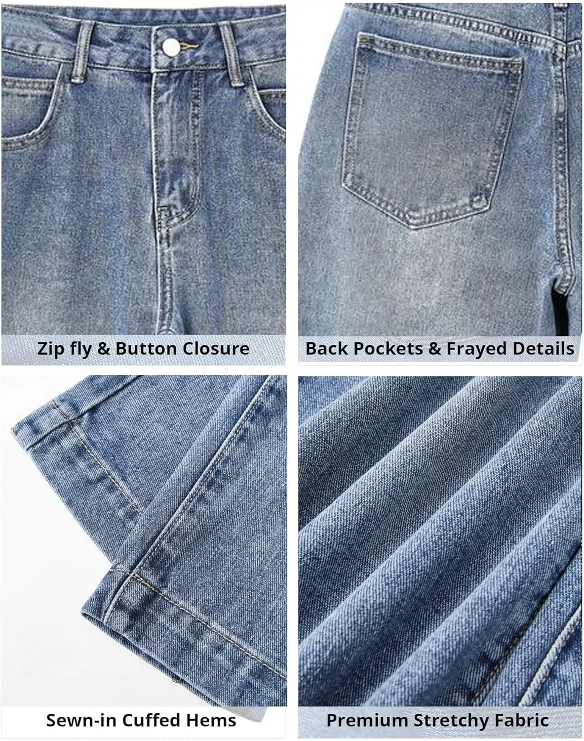 EMMIOL Wide Leg Jeans for Women - Low Waist Baggy Loose Boyfriends Denim Pants - Y2K 90S Style