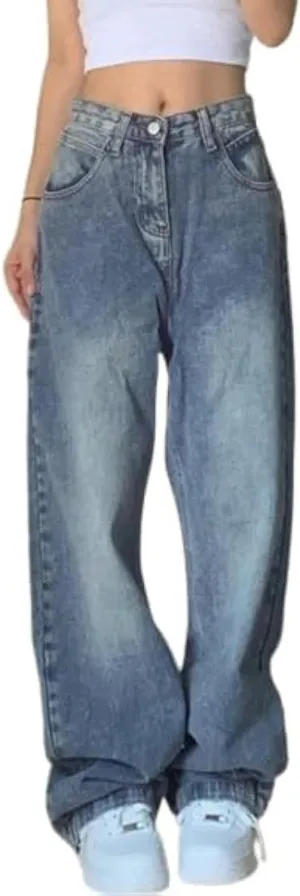 EMMIOL Wide Leg Jeans for Women - Low Waist Baggy Loose Boyfriends Denim Pants - Y2K 90S Style