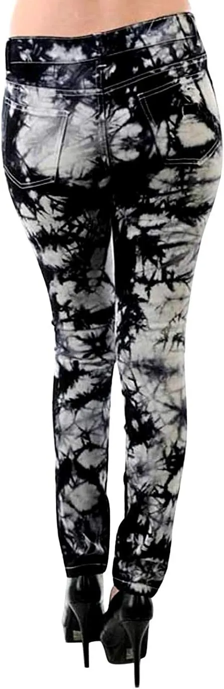 Emperial Tie Dye Premium Distressed MID-Rise Women's Juniors Skinny Leg Denim Jeans
