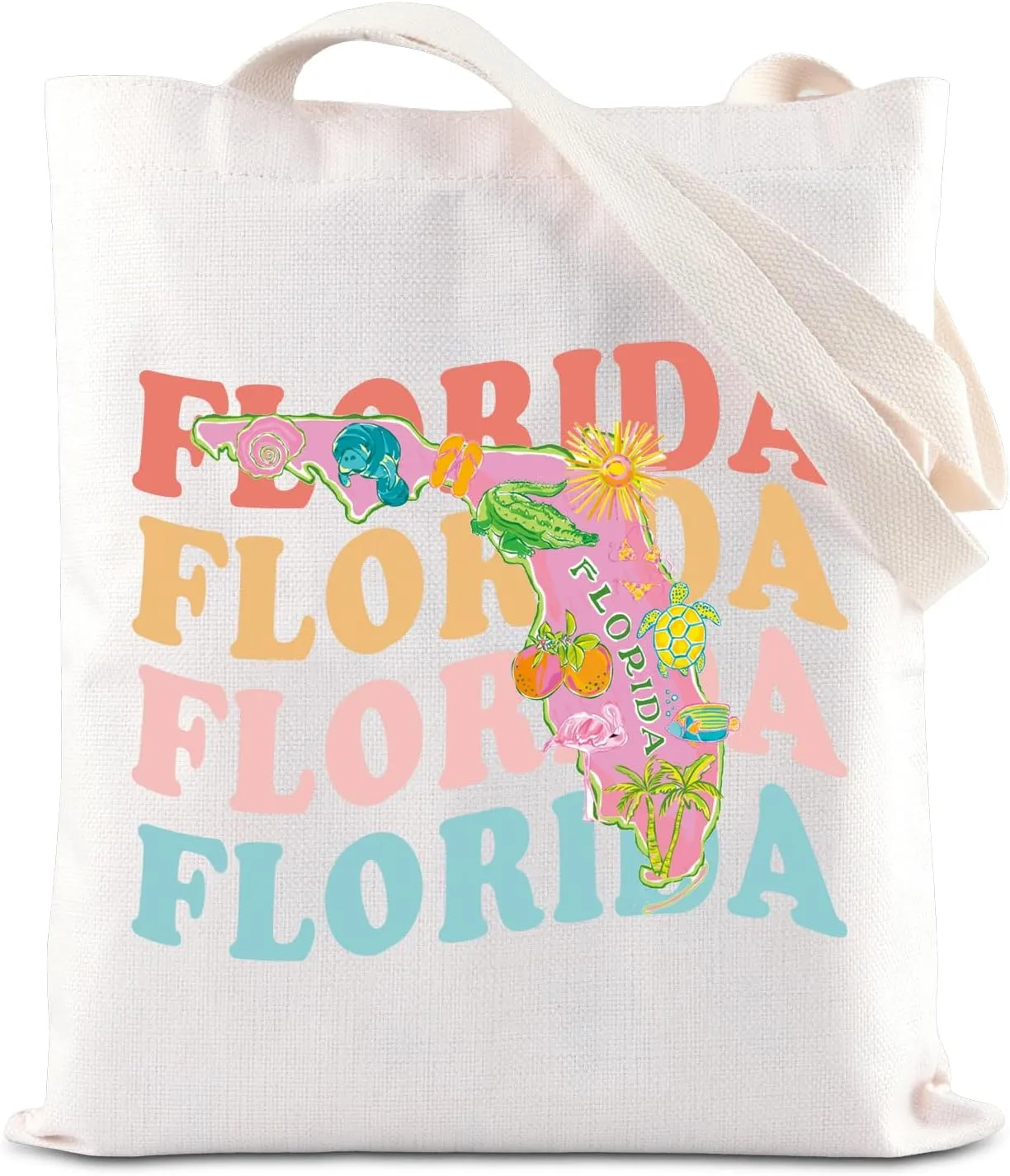 ENSIANTH Florida State Map Tote - Vacation Gift, Tourism Shoulder Bag