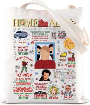 ENSIANTH TV Show Inspired Tote Bag Alone At Home Movie Inspired Gift 90s Christmas Movie Merch Christmas Party Handbag