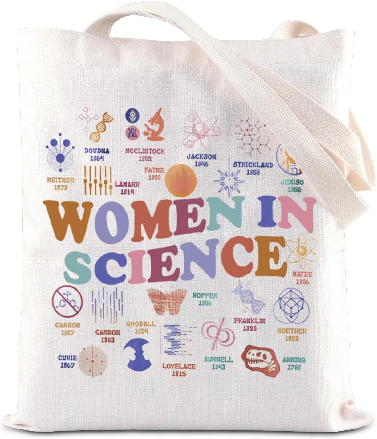 ENSIANTH Women in Science Tote Bag - Feminism Gift, STEM Education Gift, Women Scientist Shopping Bag