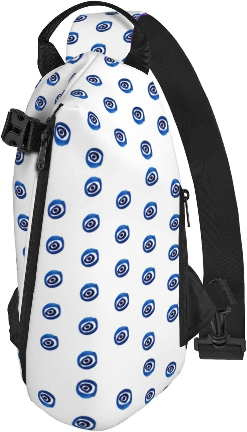 Evil Eyes Print Crossbody Backpack Unisex Chest Bag, Lightweight And Sling Bag For Travel