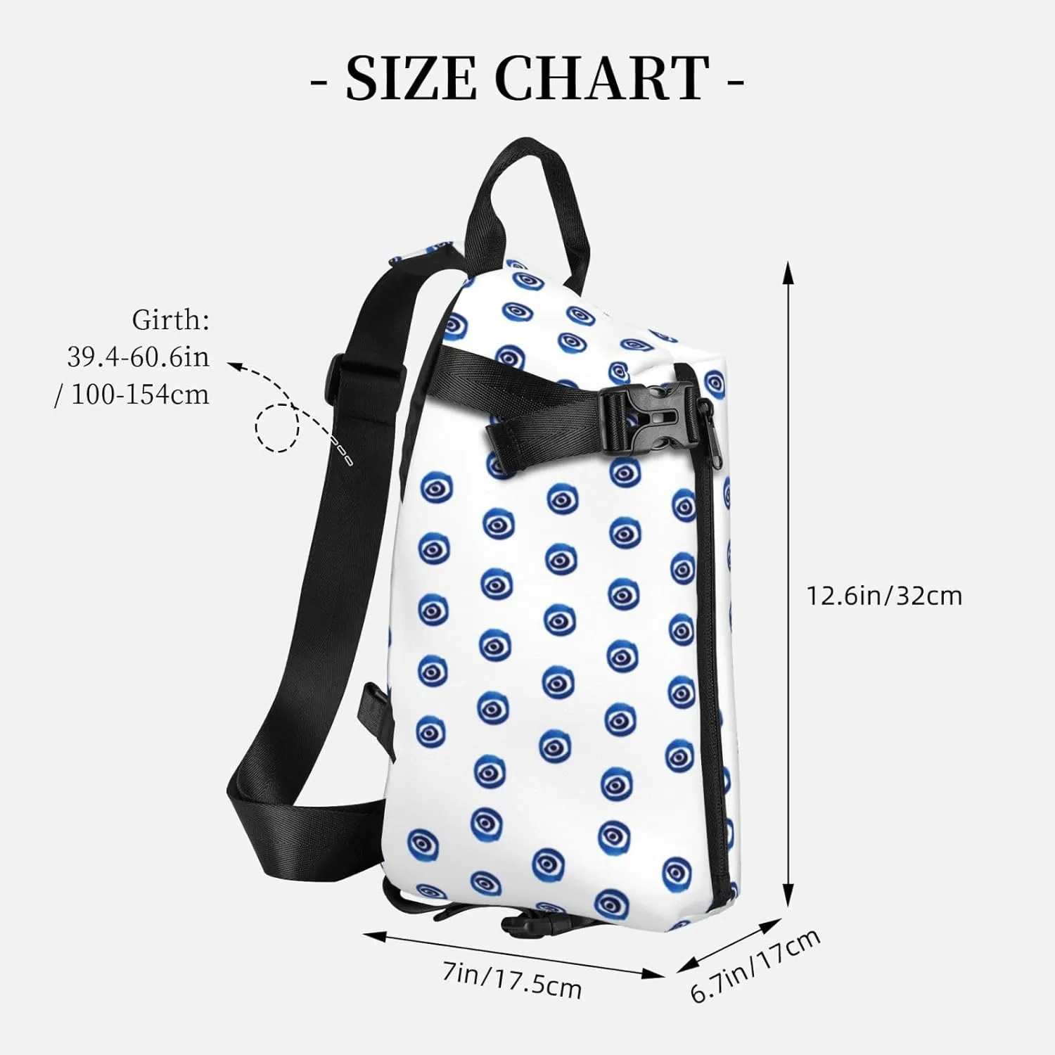 Evil Eyes Print Crossbody Backpack Unisex Chest Bag, Lightweight And Sling Bag For Travel