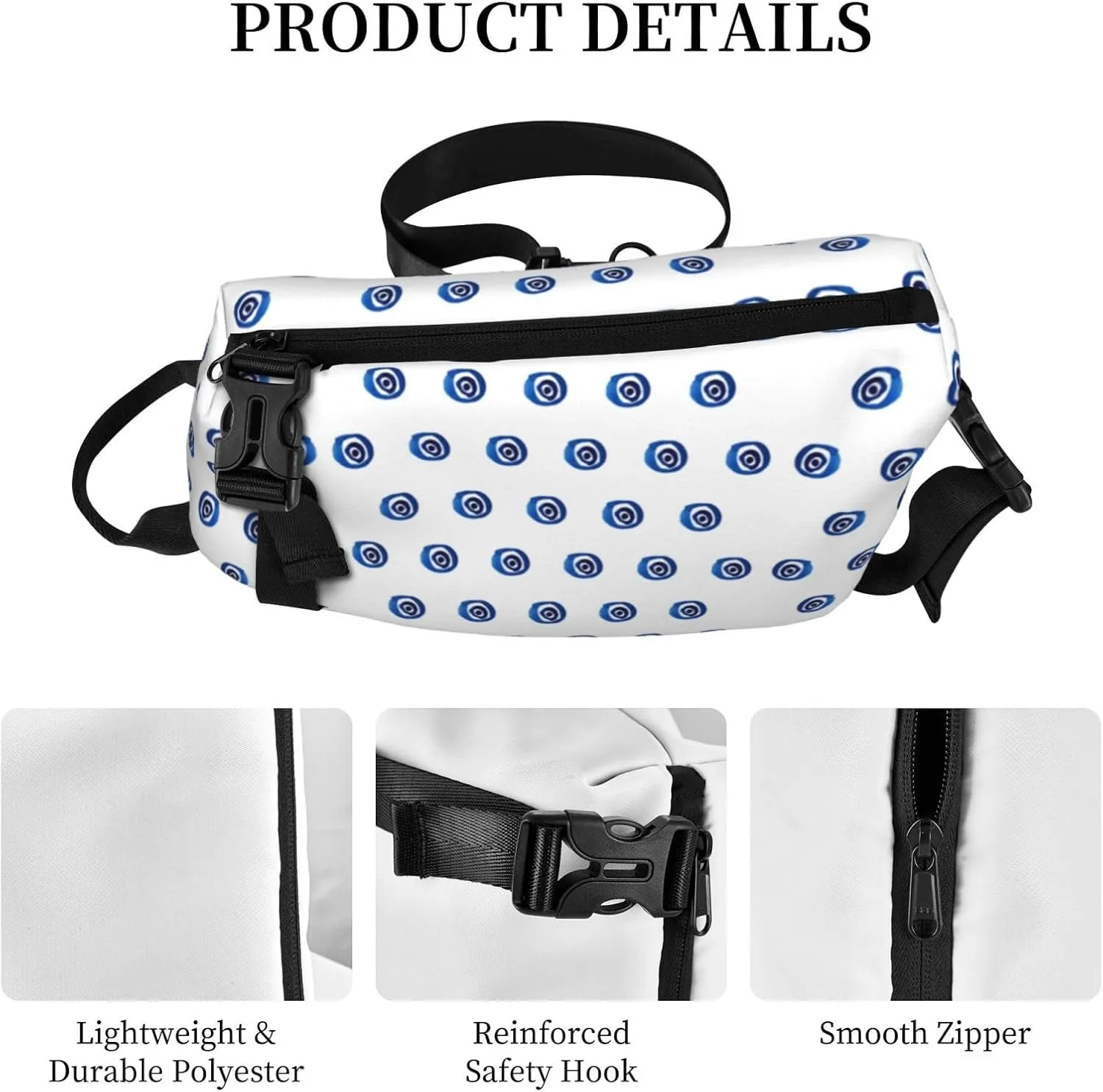 Evil Eyes Print Crossbody Backpack Unisex Chest Bag, Lightweight And Sling Bag For Travel