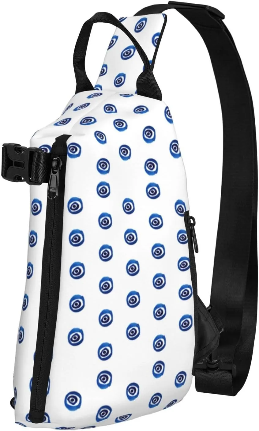 Evil Eyes Print Crossbody Backpack Unisex Chest Bag, Lightweight And Sling Bag For Travel