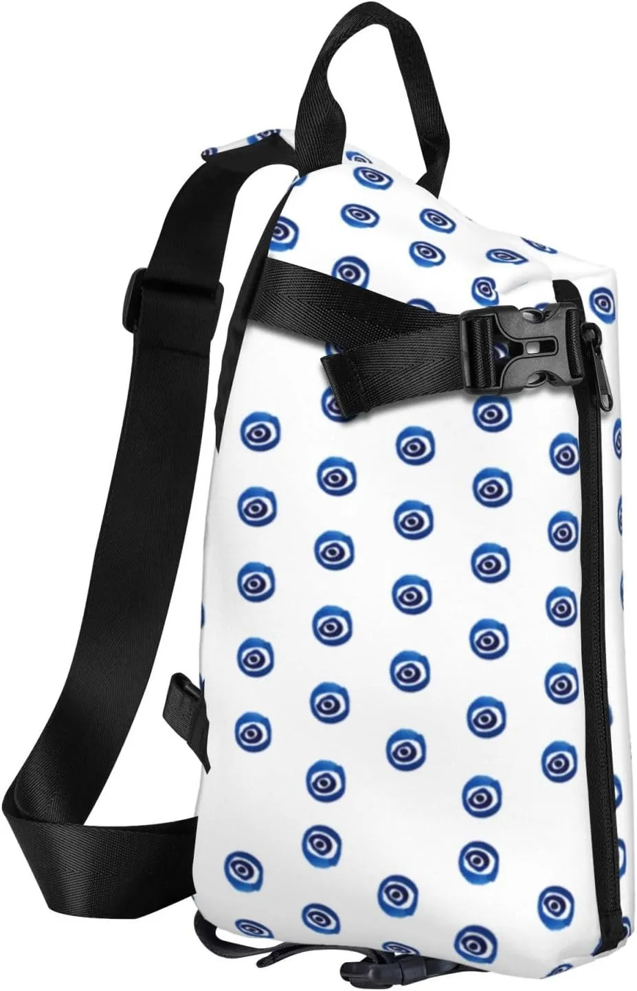 Evil Eyes Print Crossbody Backpack Unisex Chest Bag, Lightweight And Sling Bag For Travel