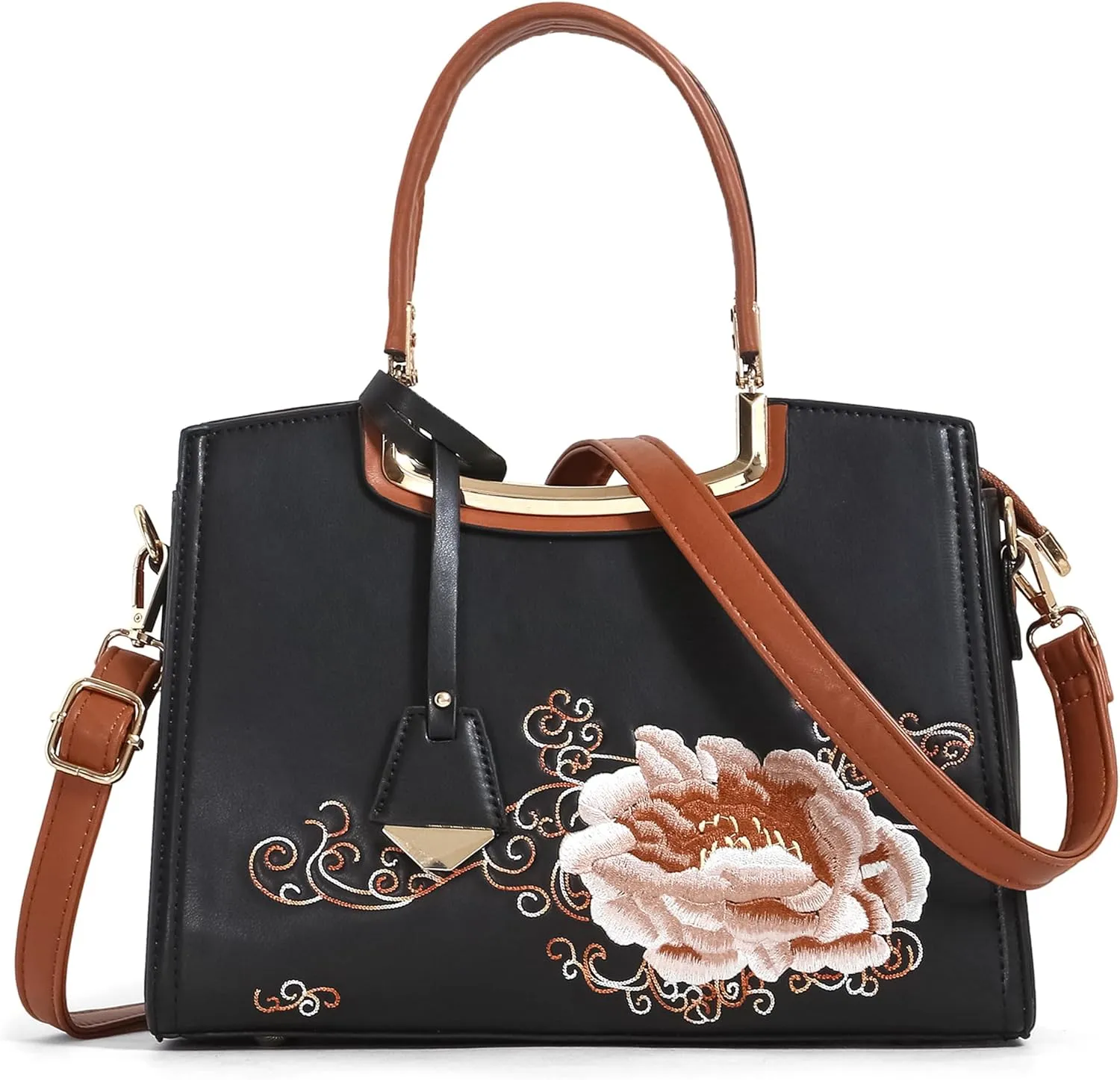 EXOTIC® flora embroidered collection PU Leather hand bag for women