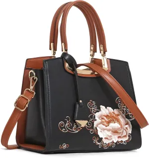 EXOTIC® flora embroidered collection PU Leather hand bag for women