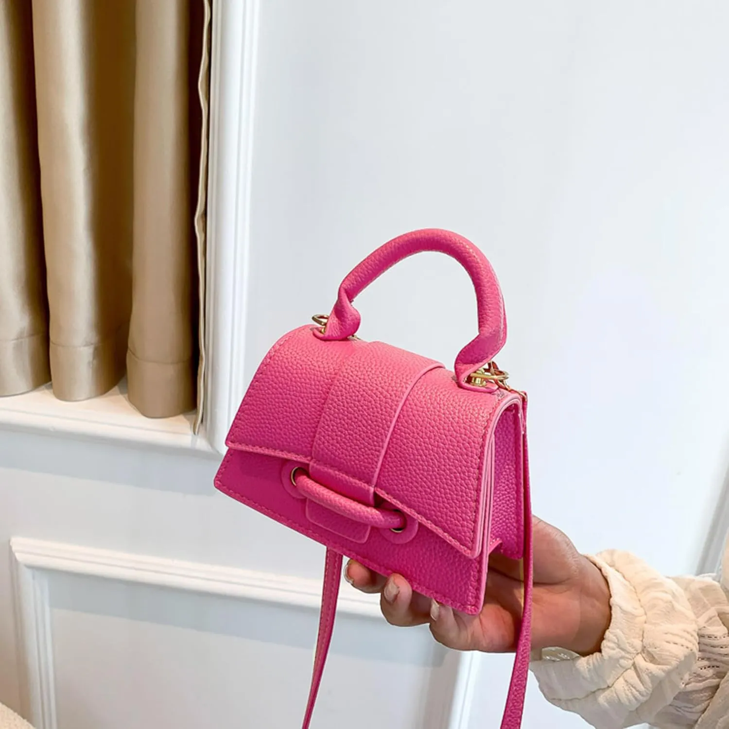 FALETO Mini Purses for Women Cute Top Handle Crossbody Bag Stylish Tiny Clutch Handbag with Strap