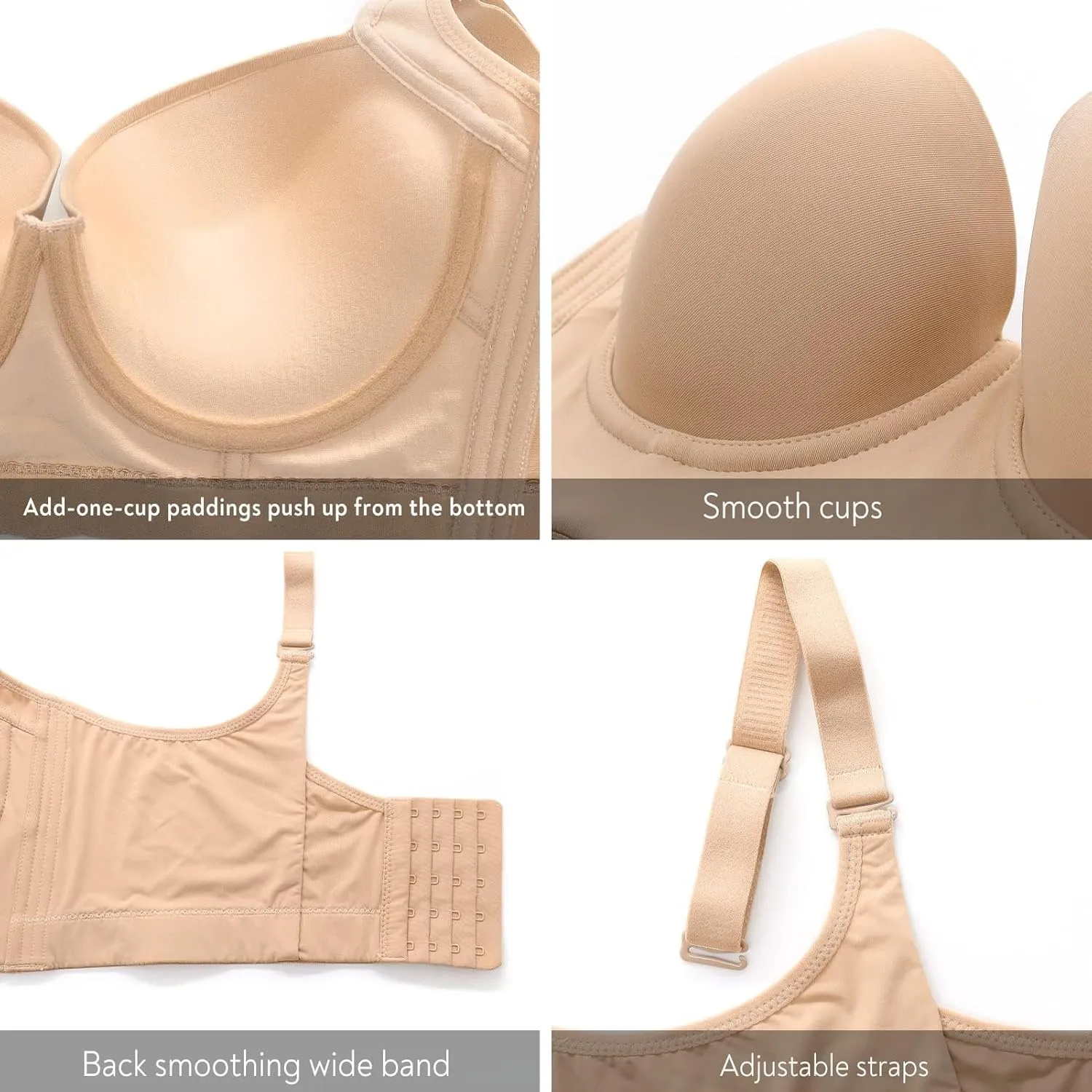 FallSweet Push Up Bras for Women Corset Top Bustier Padded Underwire Bra Add One Cup